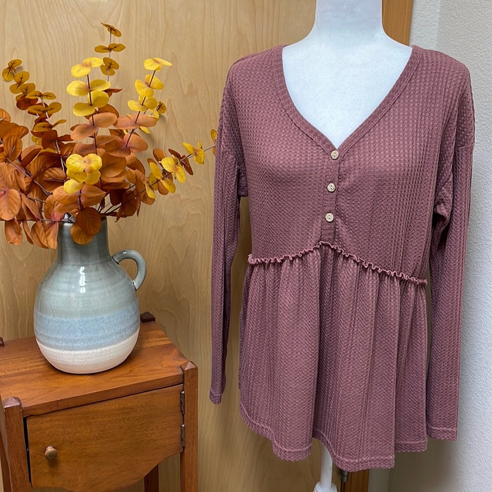 PINKMSTYLE Women's Long Sleeve V Neck Top